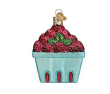 Glass pint of raspberries ornament