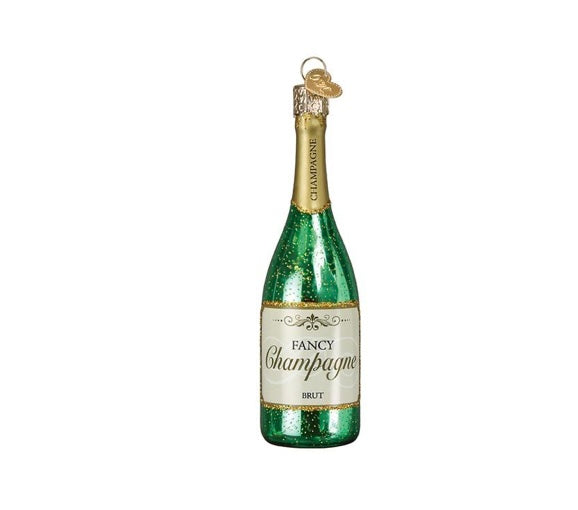 Glass champagne ornament