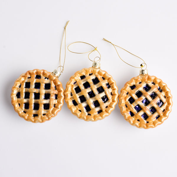 Glass Blueberry Pie Ornament