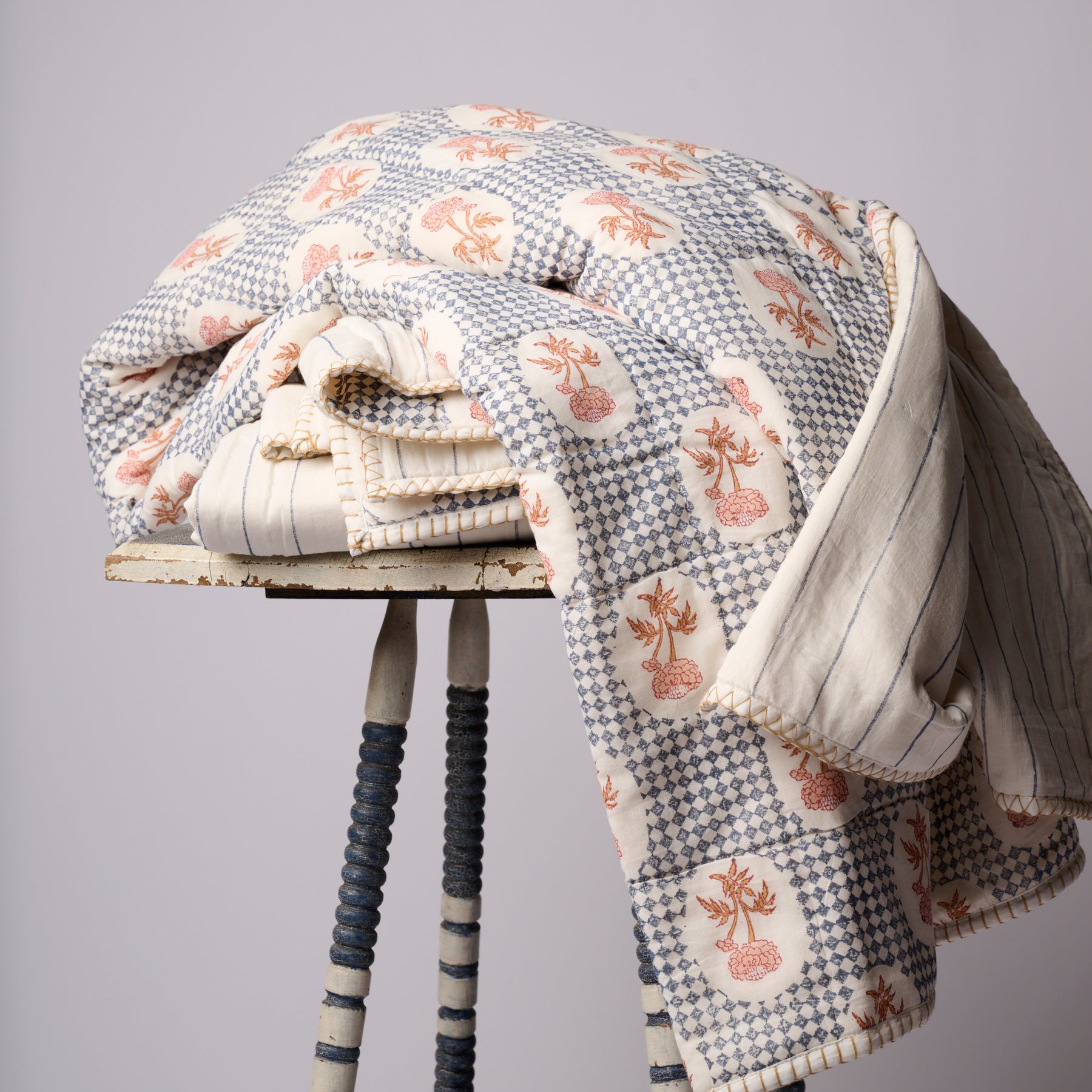 Hand Printed Throw Quilt