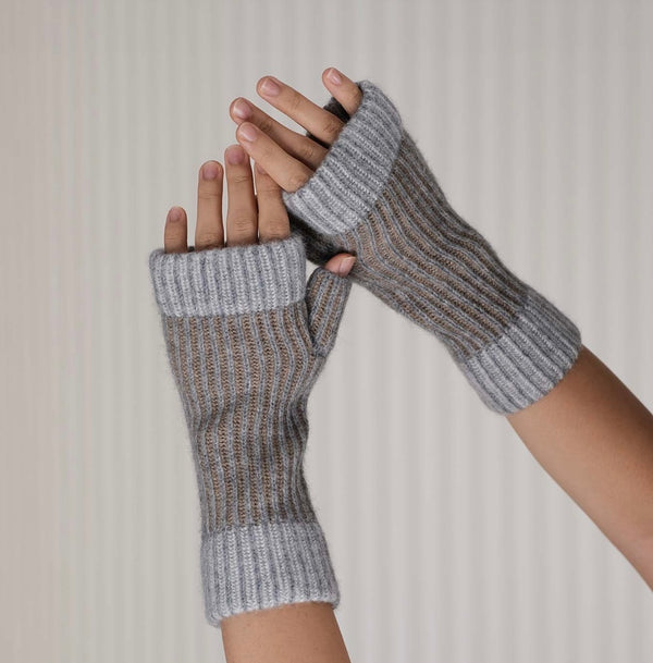 Fingerless Cashmere Gloves-Charcoal