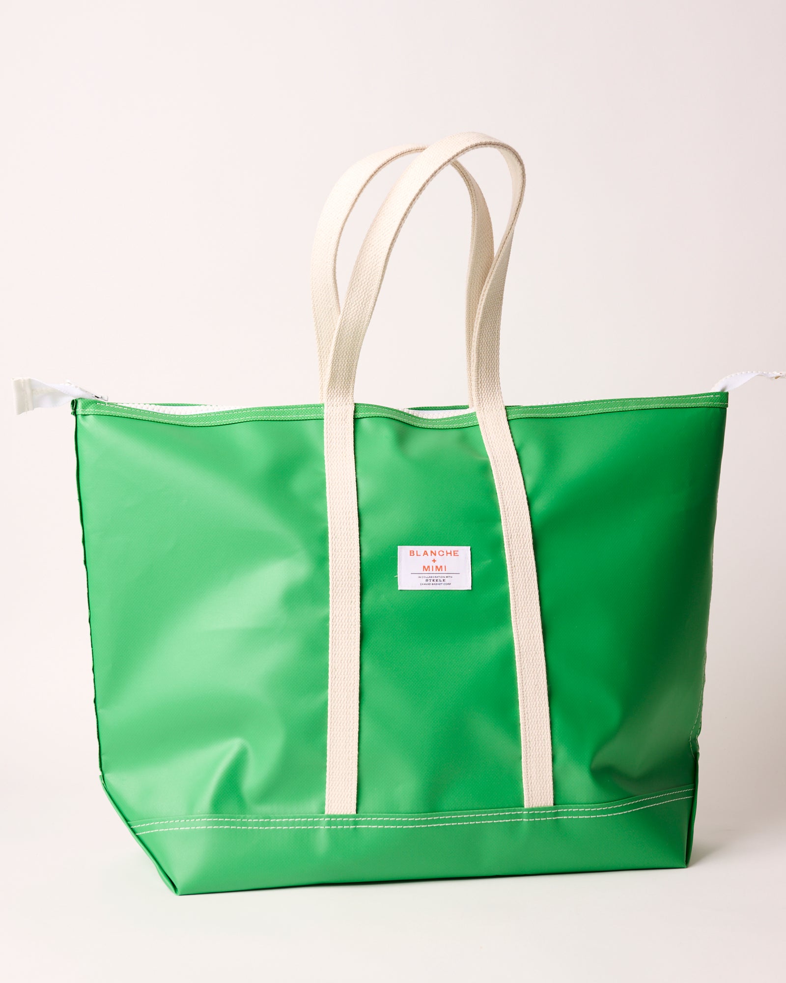 ★TOUT Y EST★ Weaving one-handle light green tote bag walle Lime Green Tote-Blanche + Mimi & Steele Exclusive