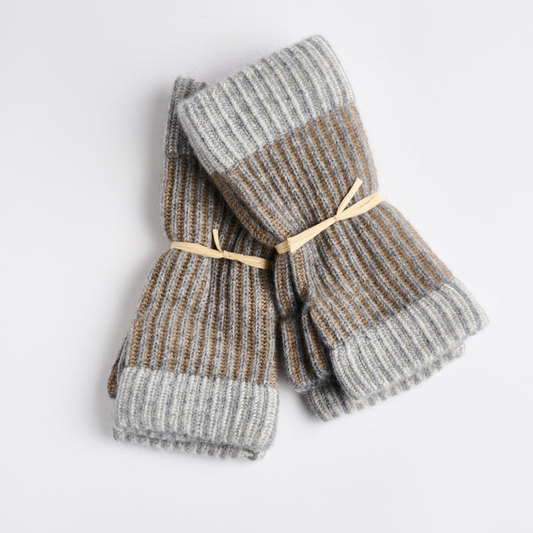 Fingerless Cashmere Gloves-Charcoal