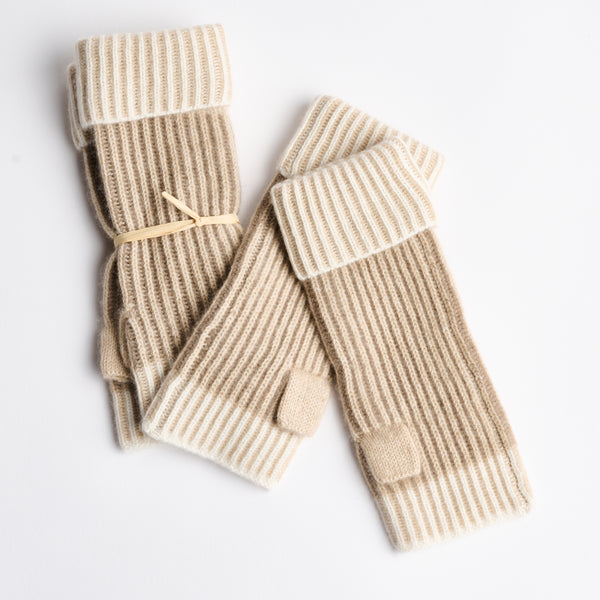 Fingerless Cashmere Gloves-Oat