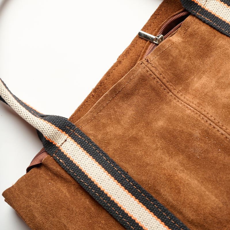 Italian Suede Bag-Caramel