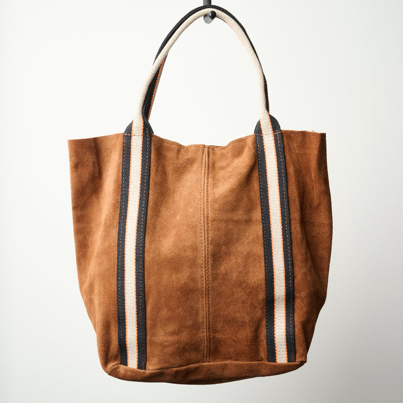 Italian Suede Bag-Caramel