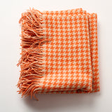 Lambswool Throw Blanket Orange-Houndstooth