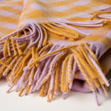 Lambswool Throw Blanket-Orange & Purple Check