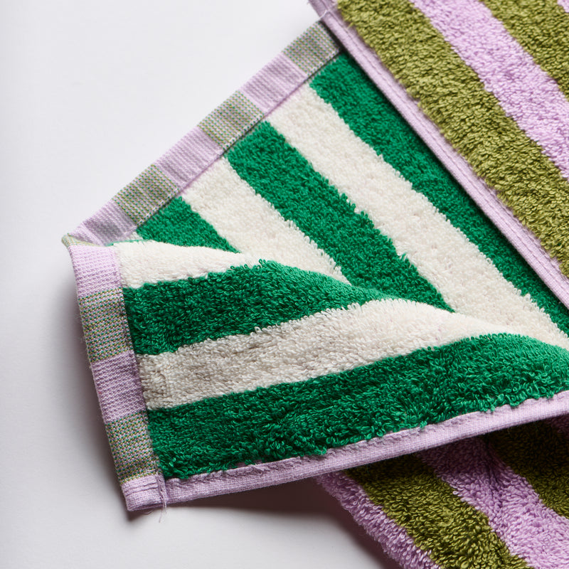 Hand Towel, teal/vanilla stripes