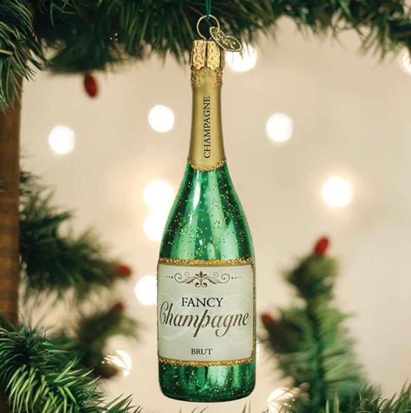 Glass champagne ornament