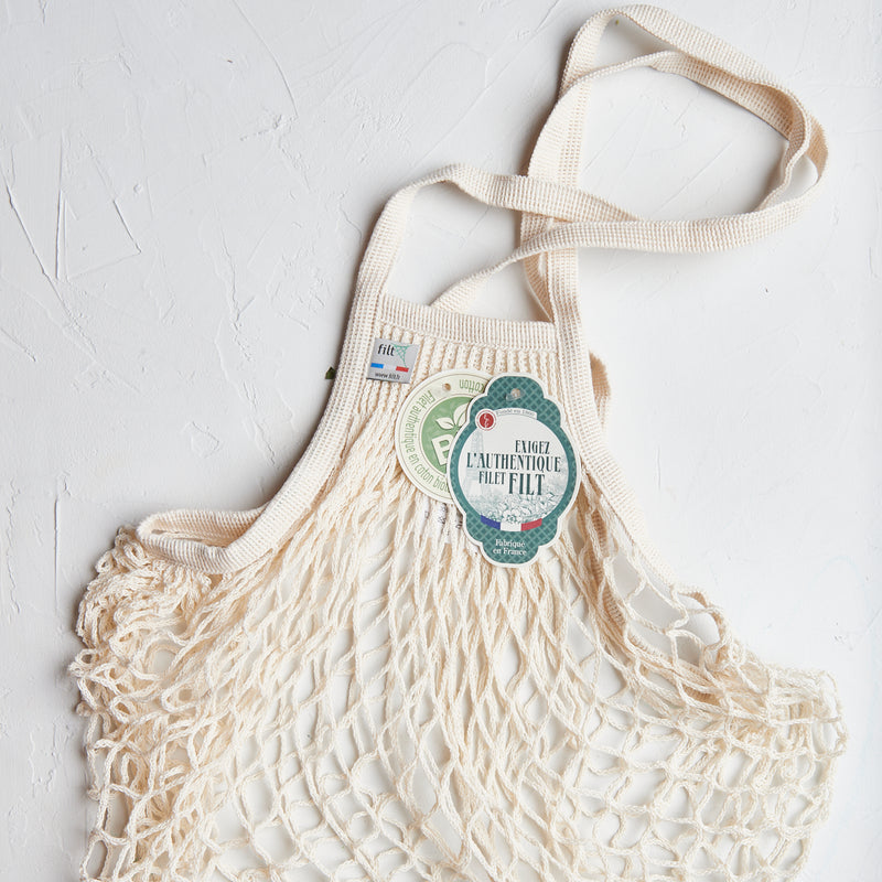 French cotton knit string bag 