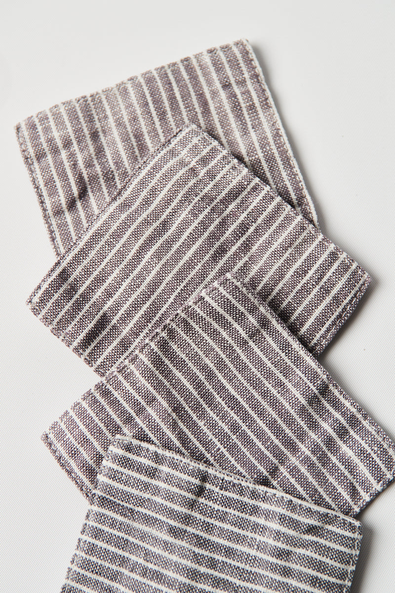 striped linen coasters