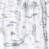 Organic Muslin Swaddle Blanket, Life Aquatic