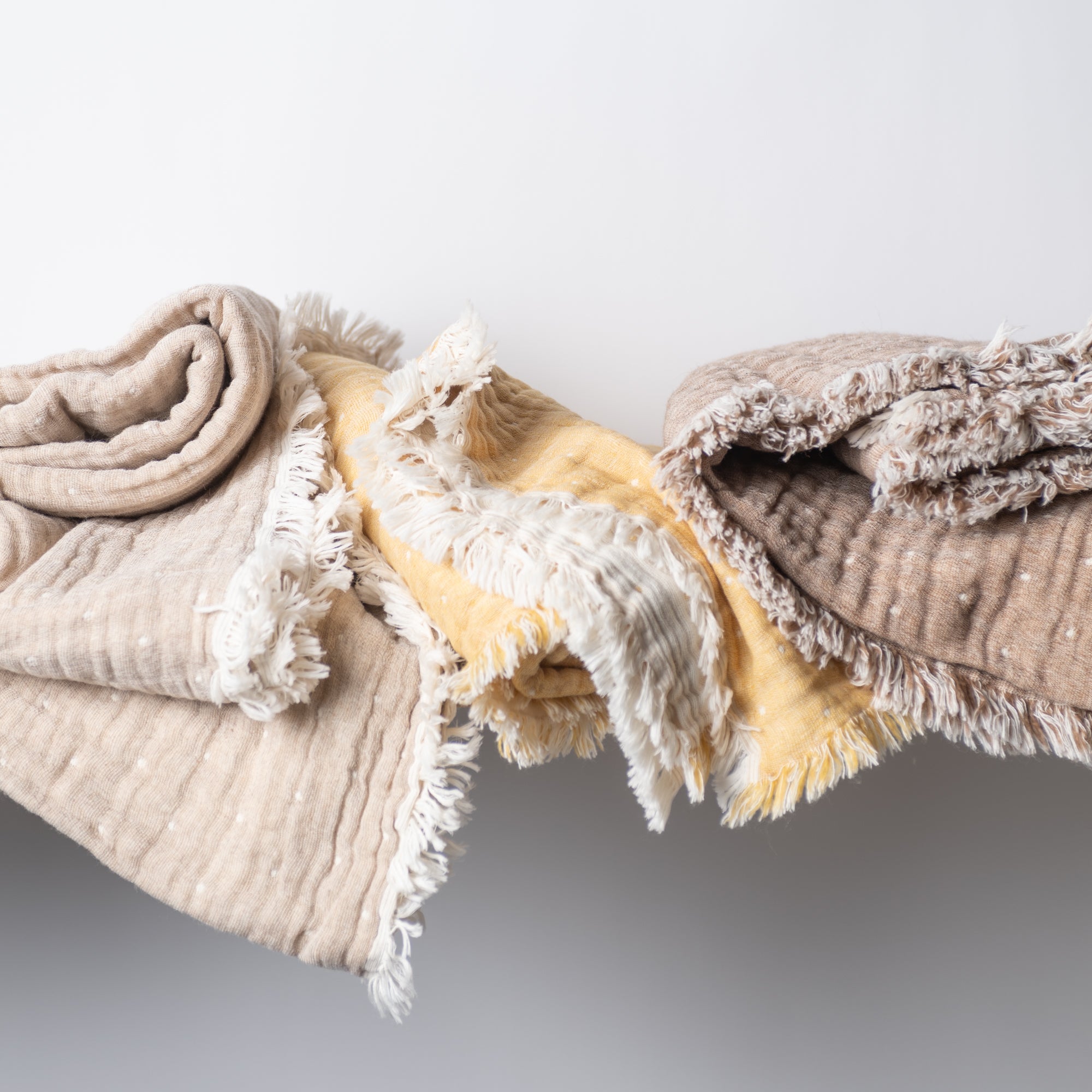 Portuguese Double Sided Cozy Throw, Cafe Au Lait + Natural