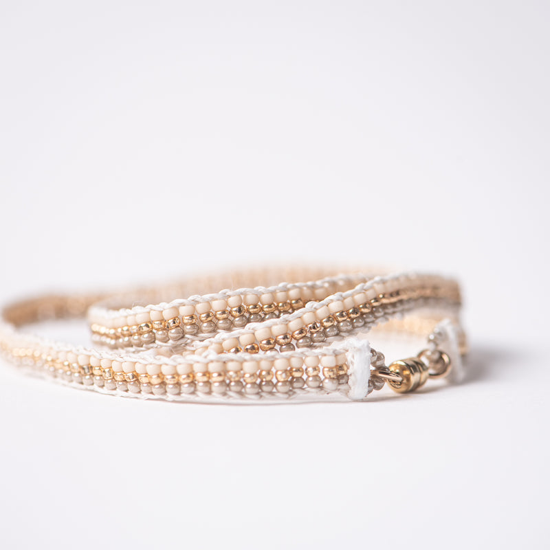 Gold + Cream Wrap Bracelet