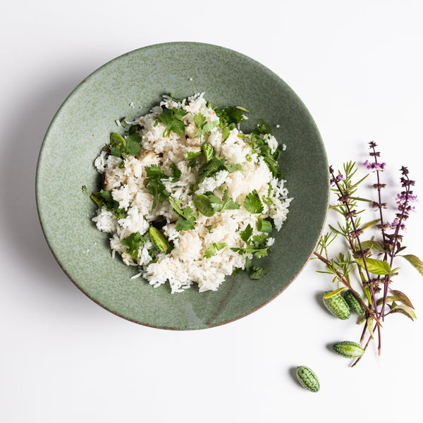 green Japanese rice/salad bowl