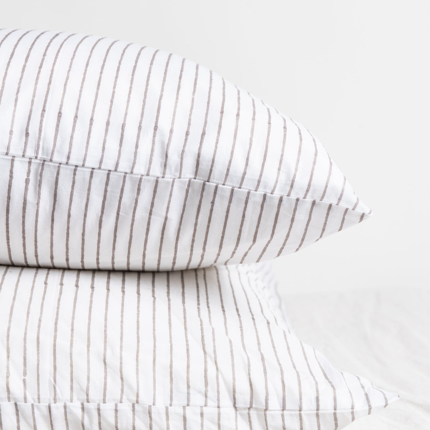 Hand Printed Striped Pillowcase