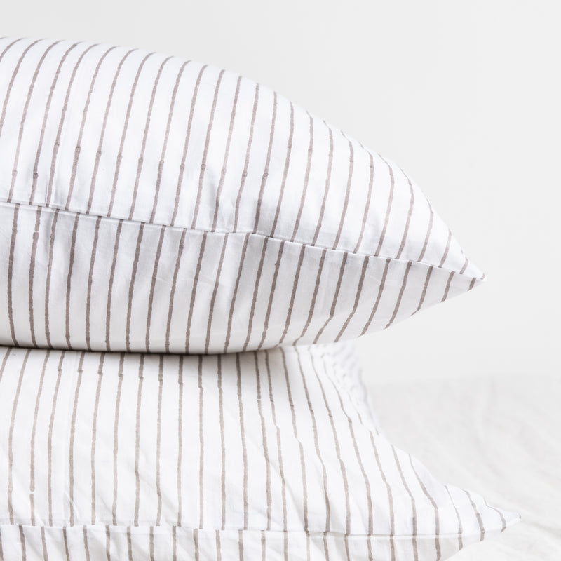 hand printed cotton striped pillowcase