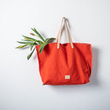 orange canvas tote bag