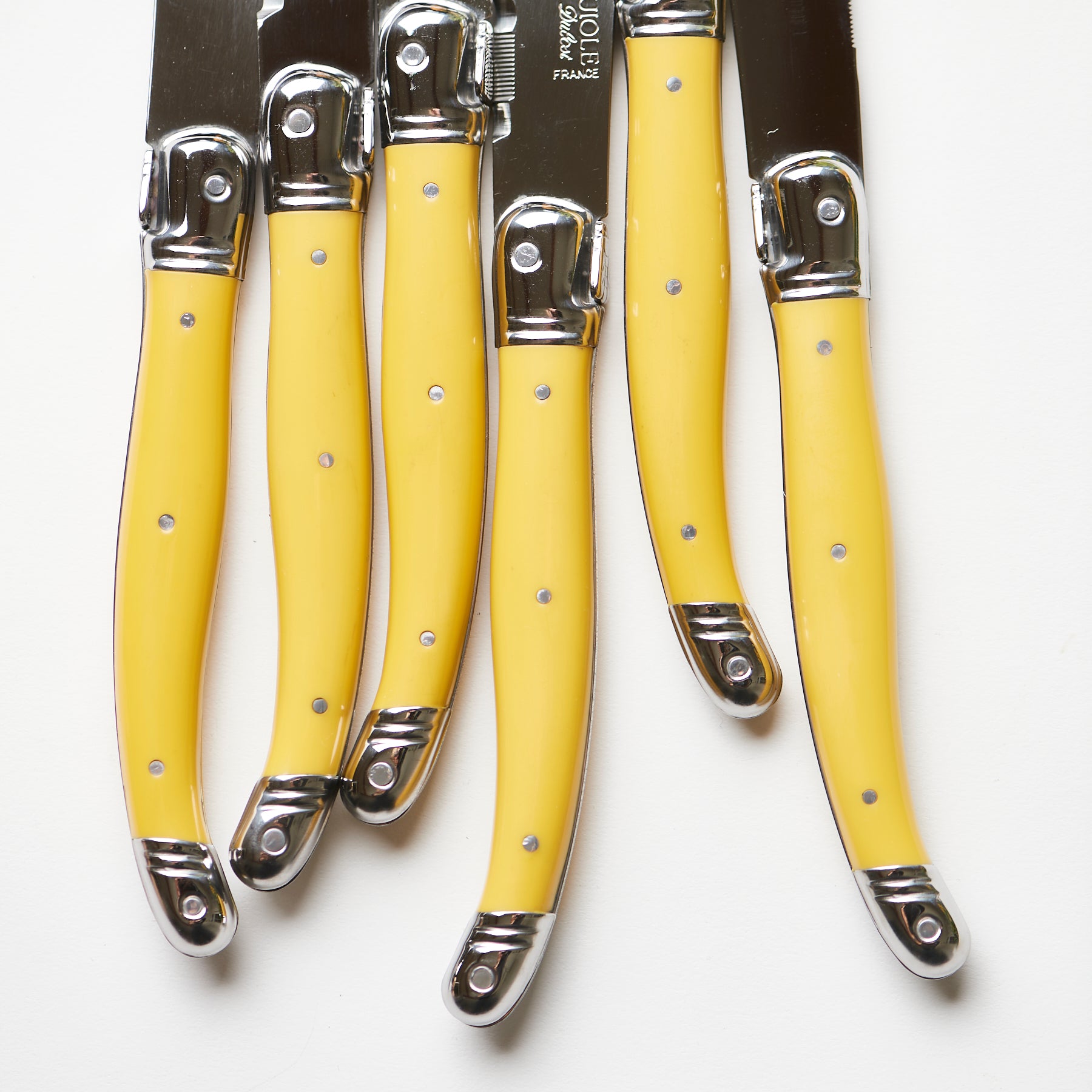 Laguiole Steak Knives Mustard Blanche + Mimi