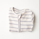 Ribbed Zipper Footie-Faded Denim