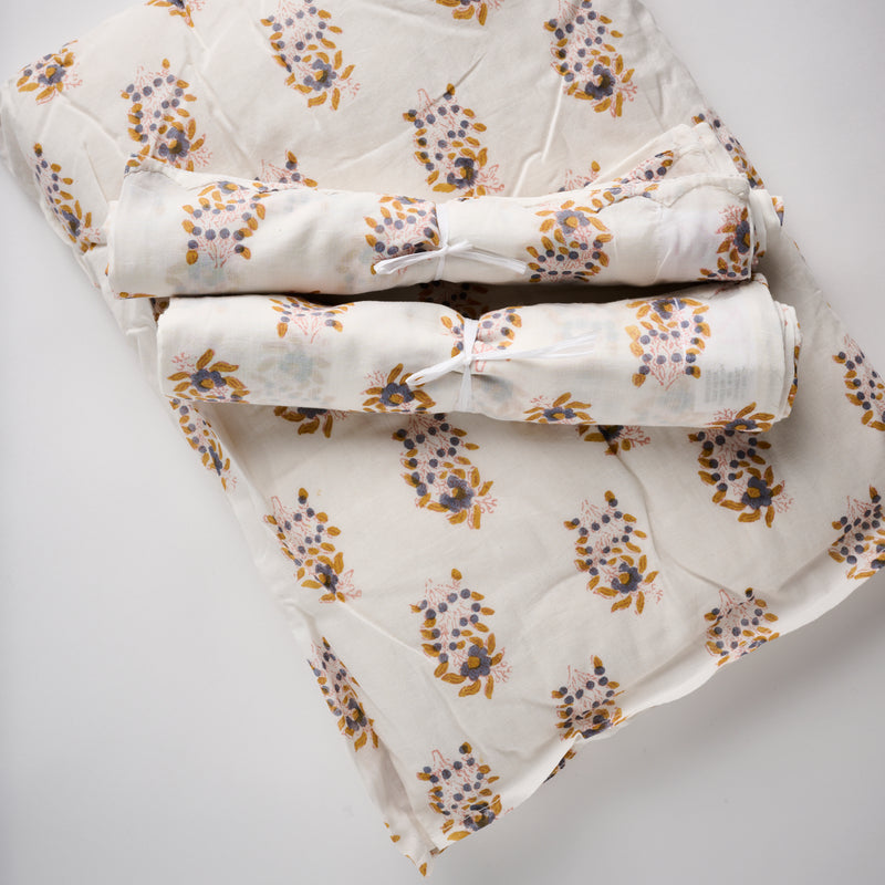 block printed cotton flowered pillowcase
